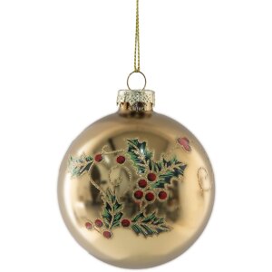 Clayre & Eef Boule de Noël Dorée Vert 8x8 cm