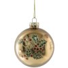 Clayre & Eef Boule de Noël Dorée Vert 8x8 cm