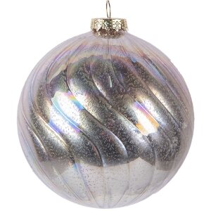Clayre & Eef Boule de Noël Rose Argenté 10x10 cm