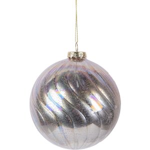 Clayre & Eef Boule de Noël Rose Argenté 10x10 cm