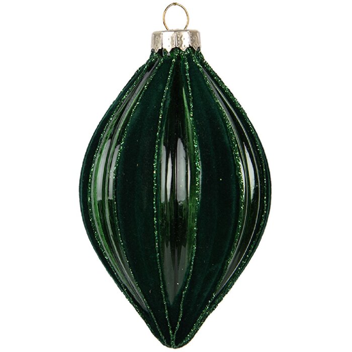 Clayre & Eef Boule de Noël Verte Ø 7x12 cm