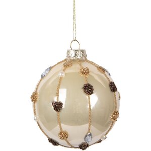 Clayre & Eef Boule de Noël Beige 8x8 cm