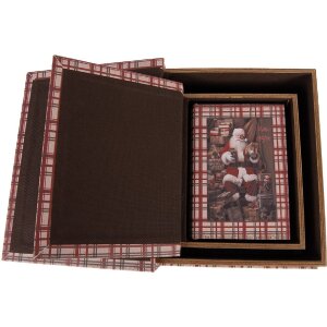 Clayre & Eef Boîtes en Forme de Livre 3 Pièces Marron/Rouge