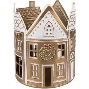 Bougeoir Clayre & Eef Ø 18x22 cm Or & Blanc