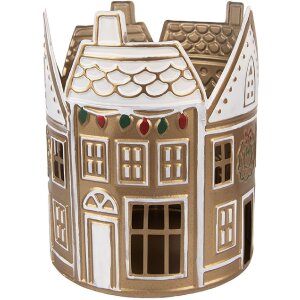 Bougeoir Clayre & Eef Ø 18x22 cm Or & Blanc