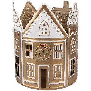 Bougeoir Clayre & Eef Ø 18x22 cm Or & Blanc