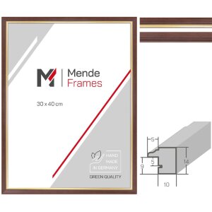 MendeFrames H007 Cadre Photo Noyer Bordure Dorée