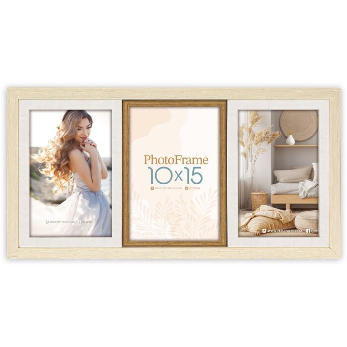 Cadre photo triple 10x15 cm Como 3Q Naturel/Brun ZEP SH346 PS