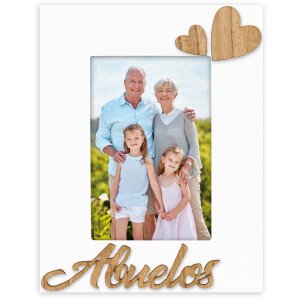 Cadre photo en bois Abuelos 10x15 cm format haut blanc