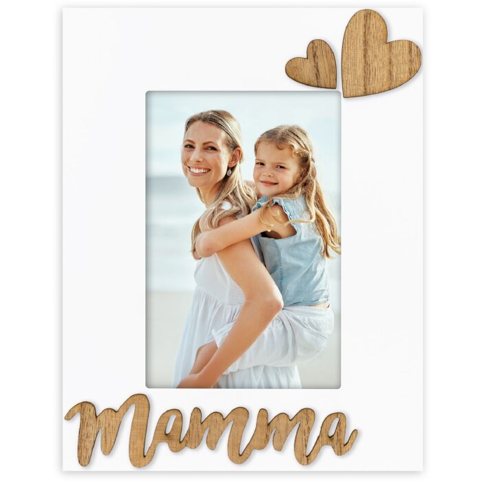 Cadre photo bois blanc "Mamma I" 10x15 cm