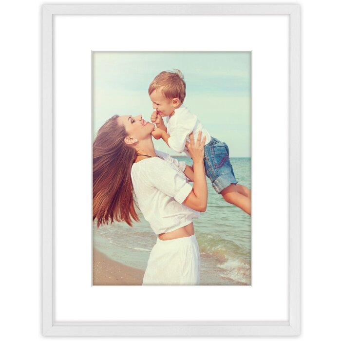 Cadre photo bois Alice blanc 30x40 cm avec passe-partout 20x30 cm AW623W