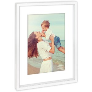 Cadre photo bois Alice blanc 30x40 cm avec passe-partout 20x30 cm AW623W