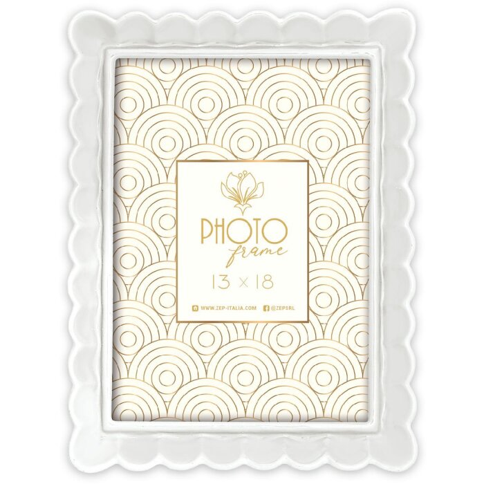 Cadre photo HERVE W en résine blanche 15x20 cm