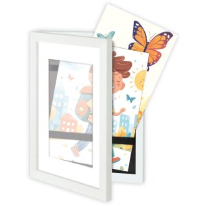 Cadre photo en bois London Blanc - DIN A4 à poser