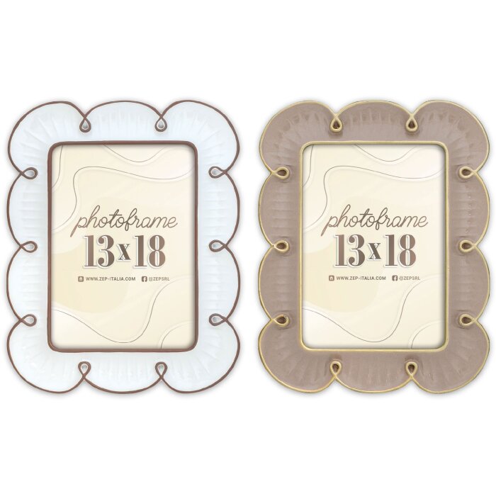 Cadre Photo Nuvola ZEP 10x15/13x18 Marron/Blanc Fleur