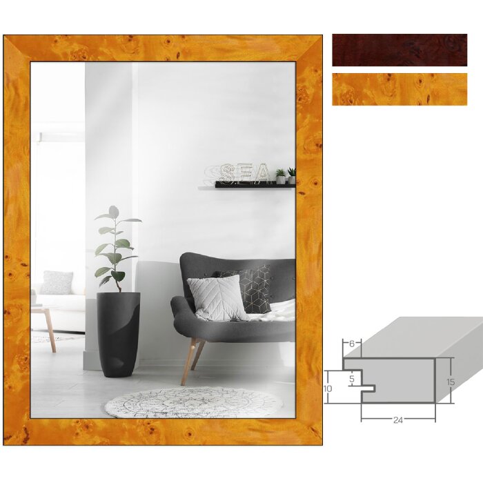MendeFrames Miroir Mural H14D Décor Racines Clair/Foncé Multi-Formats