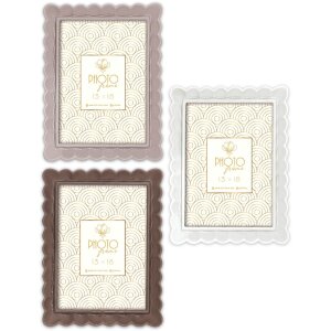 Cadre Photo HERVE Résine Blanc Taupe Marron 10x15...