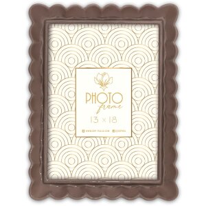 Cadre Photo HERVE Résine Blanc Taupe Marron 10x15...