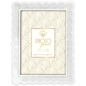 Cadre Photo HERVE Résine Blanc Taupe Marron 10x15 13x18 15x20 cm