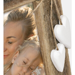 Cadre Photo Essence Marron Rustique avec Cœur...