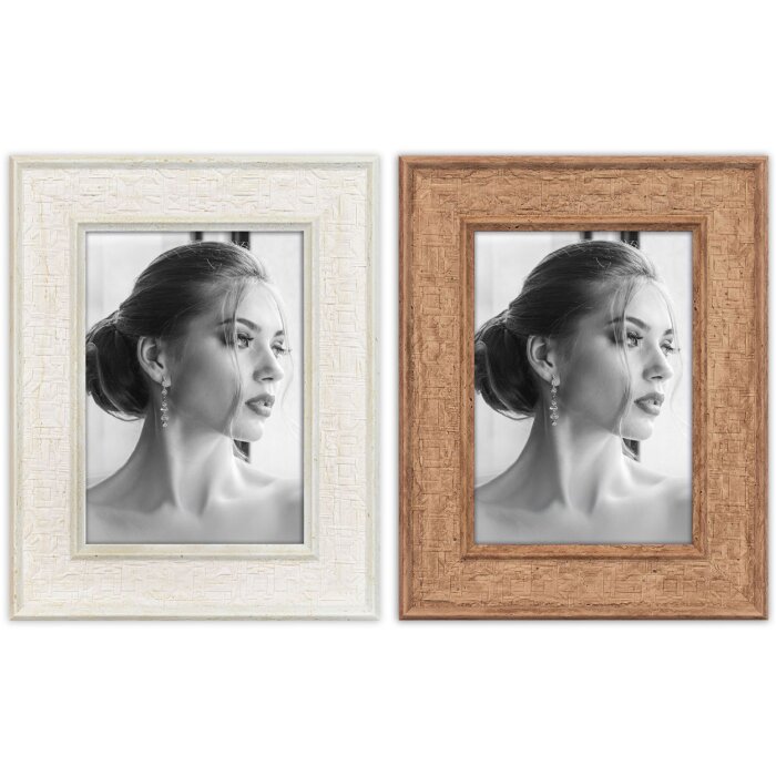 Cadre Photo Perth Blanc Naturel 10x15 13x18 15x20 cm Aspect Bois Verre Clair