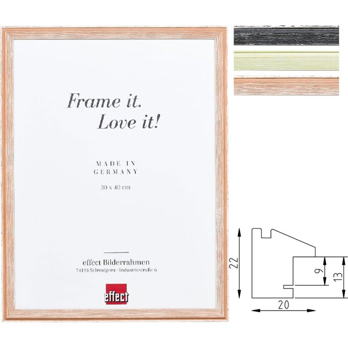 Cadre Photo Bois Aspect Usé – 59, Noir, Vert, Marron