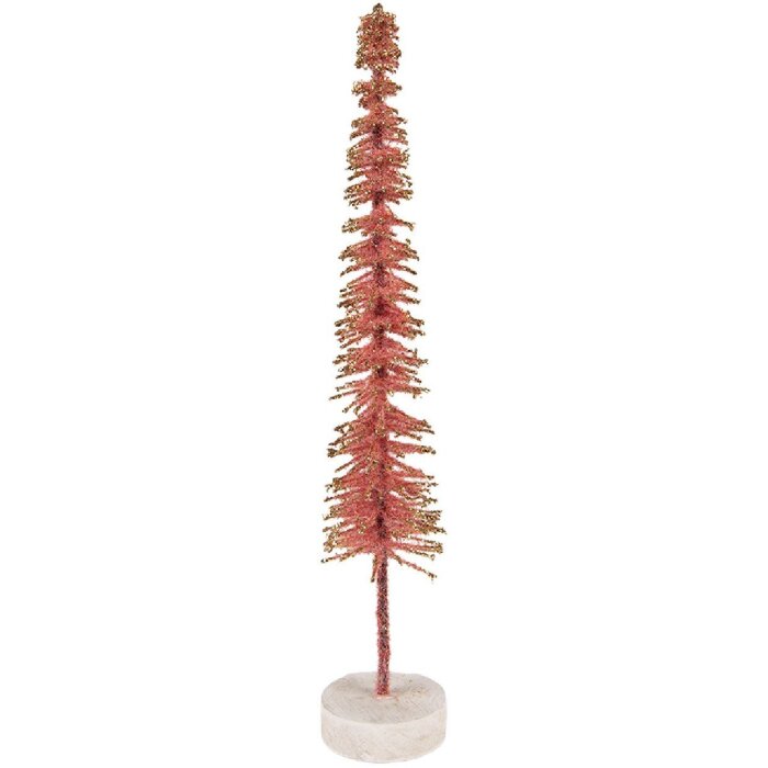 Clayre & Eef 66315P Décoration Sapin Rose Doré Ø 5x25 cm