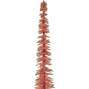 Clayre & Eef 66315P Décoration Sapin Rose Doré Ø 5x25 cm