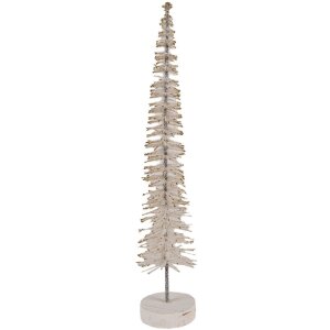 Clayre & Eef Décoration Sapin Ø 6x30 cm Beige-Doré