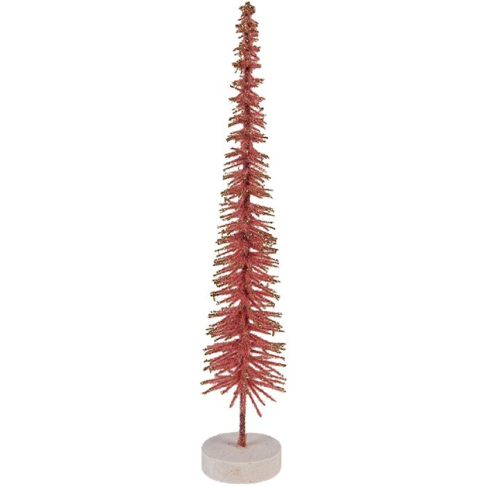 Clayre & Eef 66316P Décoration Sapin Rose Doré Ø 6x30 cm