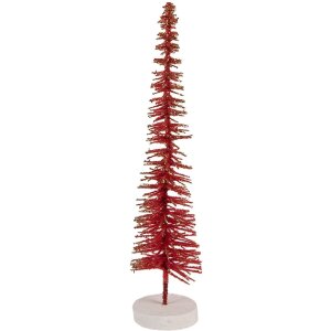 Clayre & Eef 66316R Décoration Sapin Ø 6x30 cm Rouge-Doré