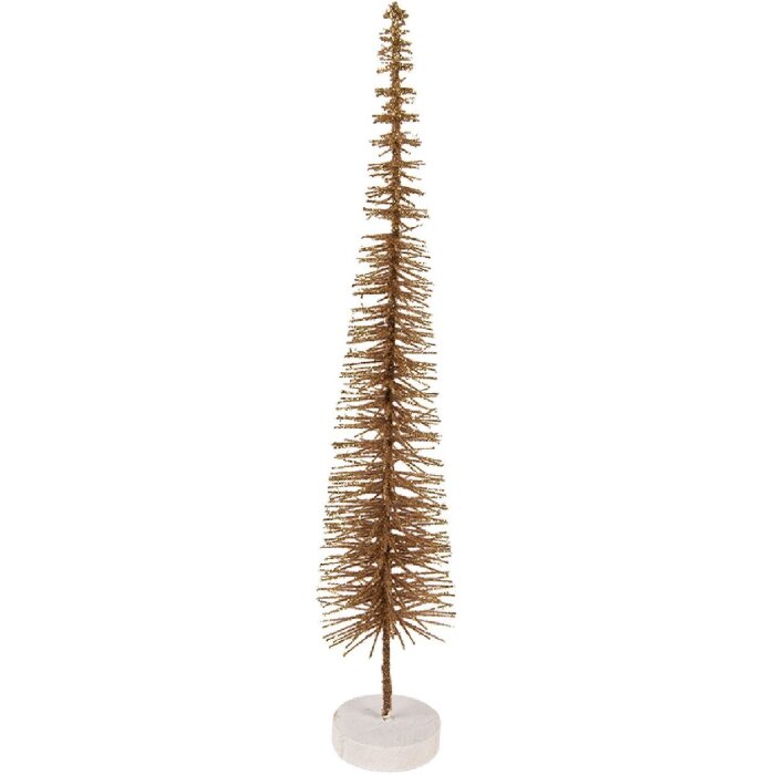 Clayre & Eef Décoration Sapin Ø 8x40 cm Marron Doré