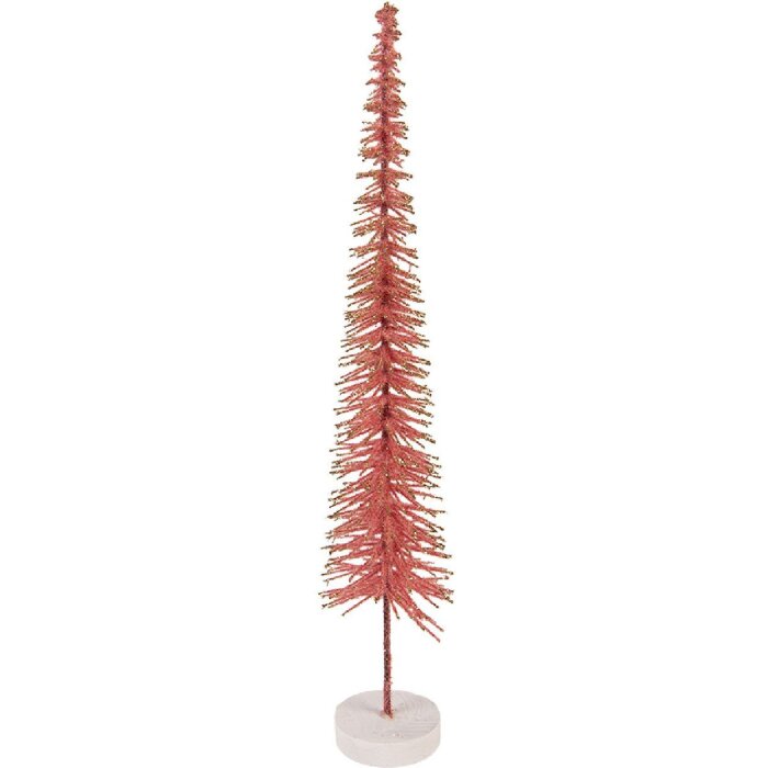 Clayre & Eef Décoration Sapin Rose Doré 8x40 cm