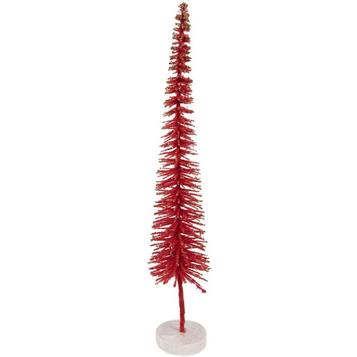 Clayre & Eef Décoration Sapin Rouge et Doré 8x40 cm