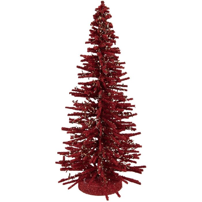 Clayre & Eef Décoration Sapin Ø 14x25 cm Rouge-Doré