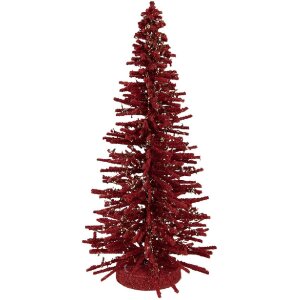 Clayre & Eef Décoration Sapin Ø 14x25 cm Rouge-Doré