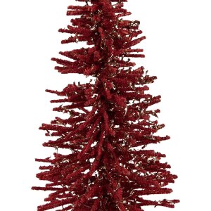 Clayre & Eef Décoration Sapin Ø 14x25 cm Rouge-Doré