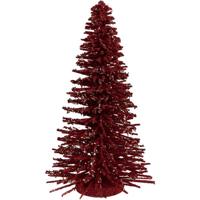 Clayre & Eef 66319R Décoration Sapin de Noël Rouge et Or 17x30 cm