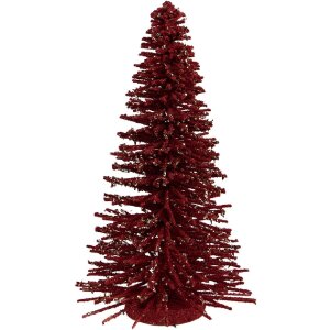 Clayre & Eef 66319R Décoration Sapin de Noël Rouge et Or 17x30 cm