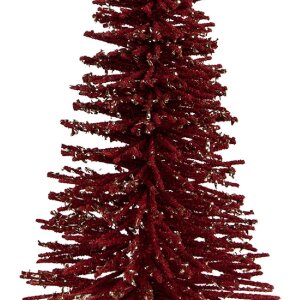 Clayre & Eef 66319R Décoration Sapin de Noël Rouge et Or 17x30 cm