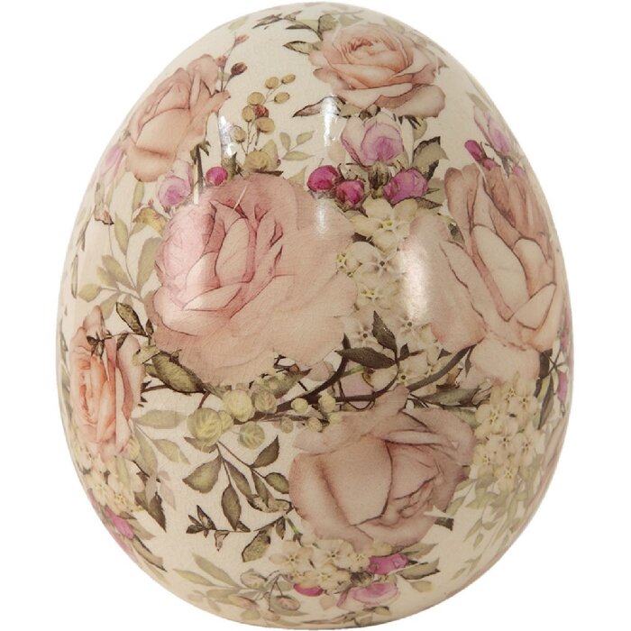 Oeuf Décoratif en Céramique Clayre & Eef Ø 7x9 cm Beige Rose