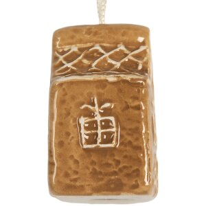 Clayre & Eef Suspension Maison Céramique Brun Blanc 4x3x6 cm