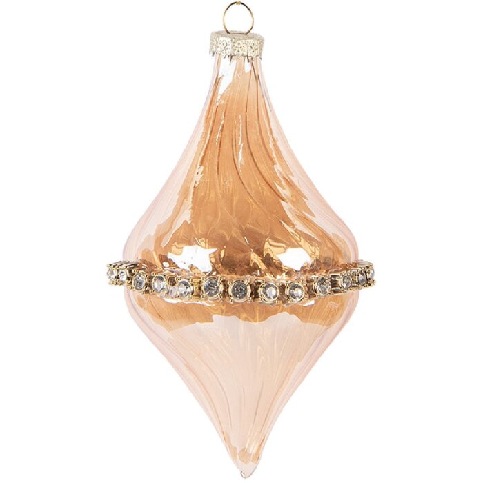 Clayre & Eef Boule de Noël Verre Orange 8x14 cm