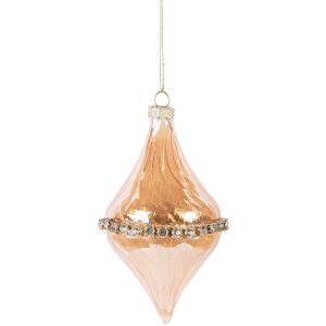 Clayre & Eef Boule de Noël Verre Orange 8x14 cm