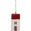 Clayre & Eef 6H2464 Décoration Suspendue Maison 3x3x6 cm Blanc Rouge