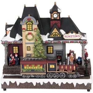 Clayre & Eef Décoration lumineuse train de Noël 32x16x30 cm
