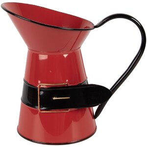 Vase décoratif vintage Clayre & Eef rouge/noir 19x12x18 cm