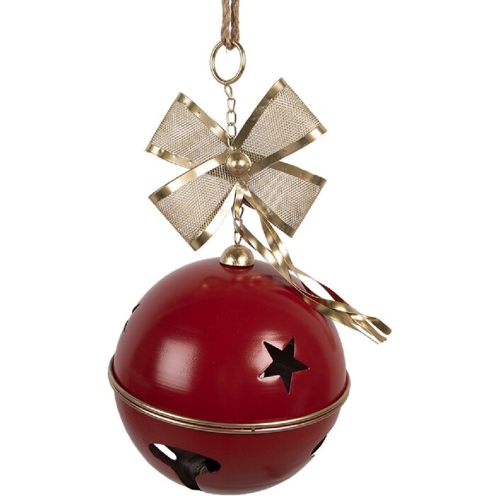 Campanelle décorative Clayre & Eef rouge/or Ø 24x49 cm