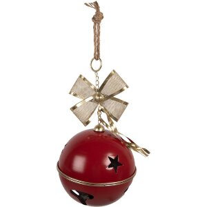 Campanelle décorative Clayre & Eef rouge/or Ø 24x49 cm