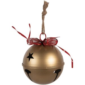 Clayre & Eef 6Y5907 Décoration Sonnette Dorée et Rouge 24x30 cm